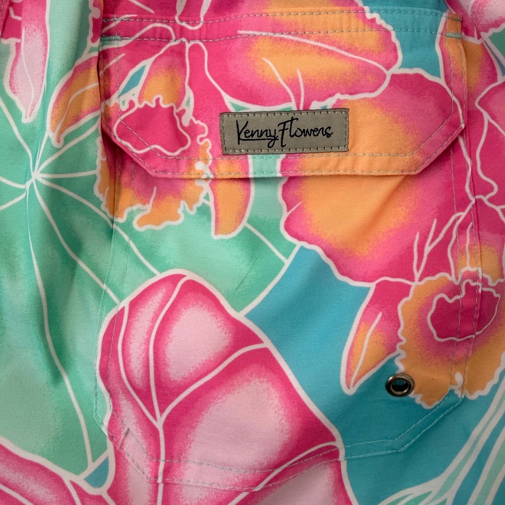 Kenny Flowers Tropical Print Swim Shorts (LG) Mesh Brief Vacation Pastel Floral - Picture 7 of 8